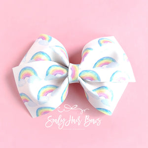 Watercolor Rainbow Pinwheel Pinch Bow